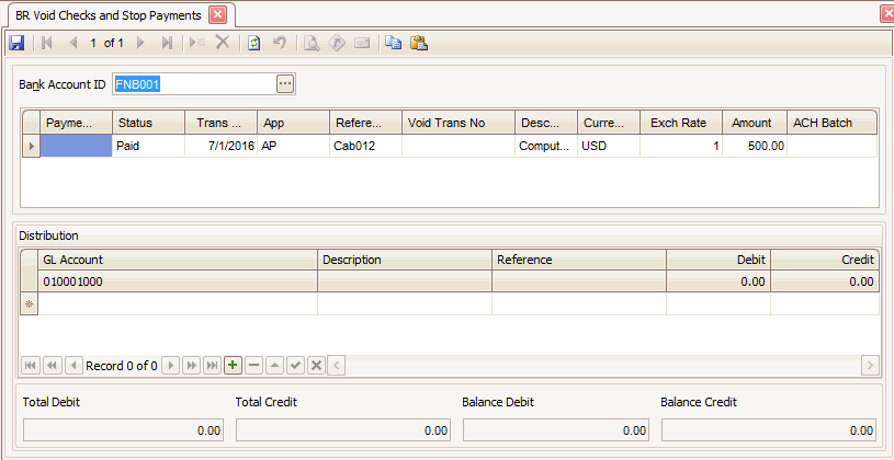 Void Checks and Stop Payments